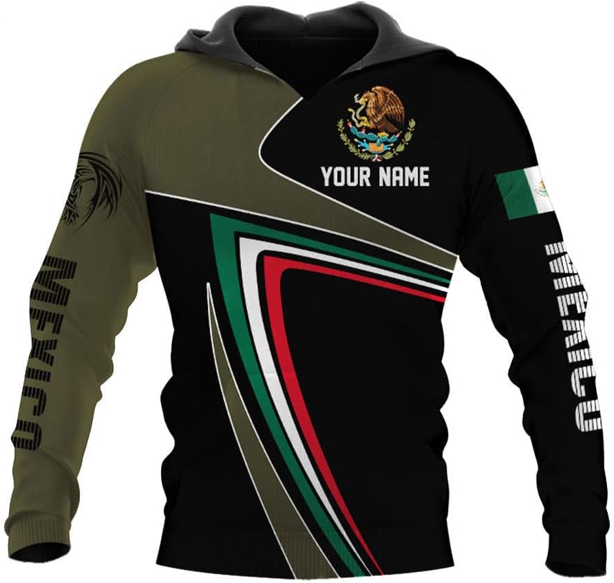 Personalized Name Mexican Hoodie 3D, Customized Mexican Hoodies for Men, Unisex Mexico Hoodie 3D, Mexico Hoodies for Men, Mexico Flag Gift for Women, T Shirt, Zip Up Hoodie, Sweatshirt HD03