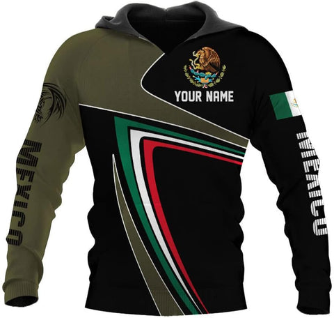 Personalized Name Mexican Hoodie 3D, Customized Mexican Hoodies for Men, Unisex Mexico Hoodie 3D, Mexico Hoodies for Men, Mexico Flag Gift for Women, T Shirt, Zip Up Hoodie, Sweatshirt HD03