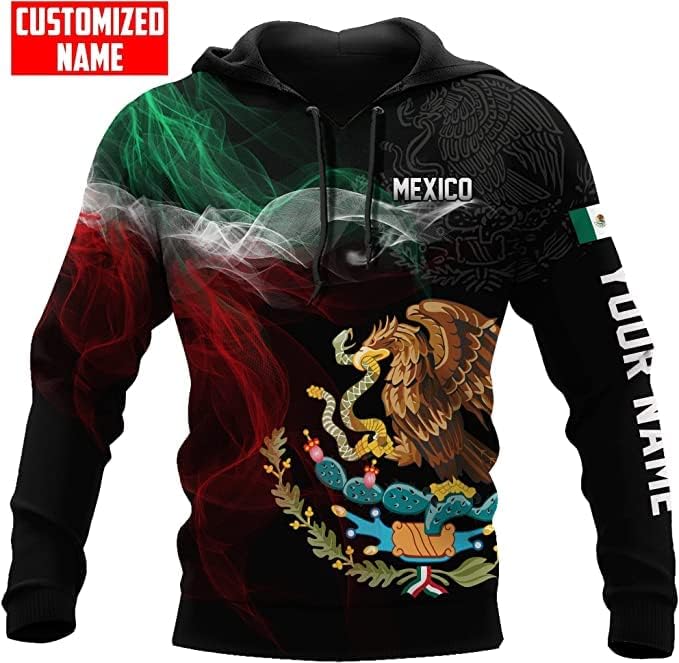 Personalized Name Mexican Hoodie 3D, Customized Mexican Hoodies for Men, Unisex Mexico Hoodie 3D, Mexico Hoodies for Men, Mexico Flag Gift for Women, T Shirt, Zip Up Hoodie, Sweatshirt HDM93