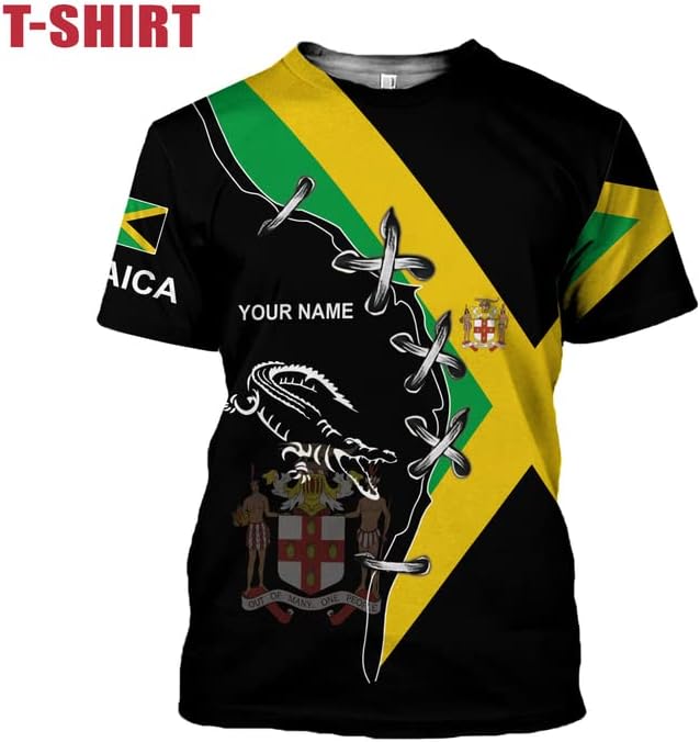 AOVL Personalized Jamaica Shirts Jamaican Pride T-Shirt Jamaica Flag Lion Tshirt Jamaicana Shirts Jamaica Shirt for Men Women