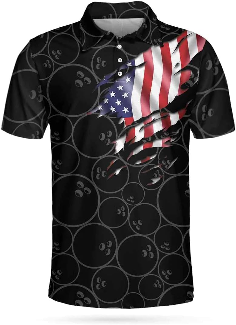 Custom 3D Bowling Polo Shirts for Men and Women Personalized Team Name Gift Unisex Customized Bowling Short Sleeve Polo Shirt