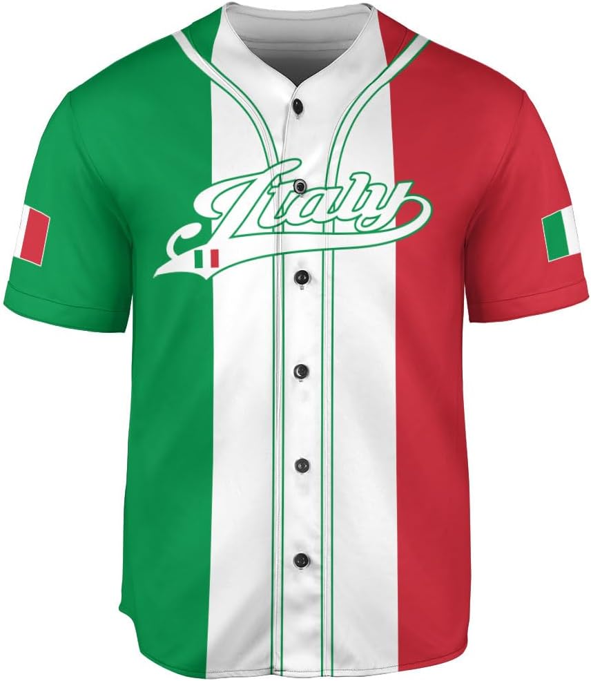 Leeprints Personalized Italia Jersey, Italian Soccer Shirt Baseball Italia Pride Flag Jersey Men Women Flag Italy Shirts