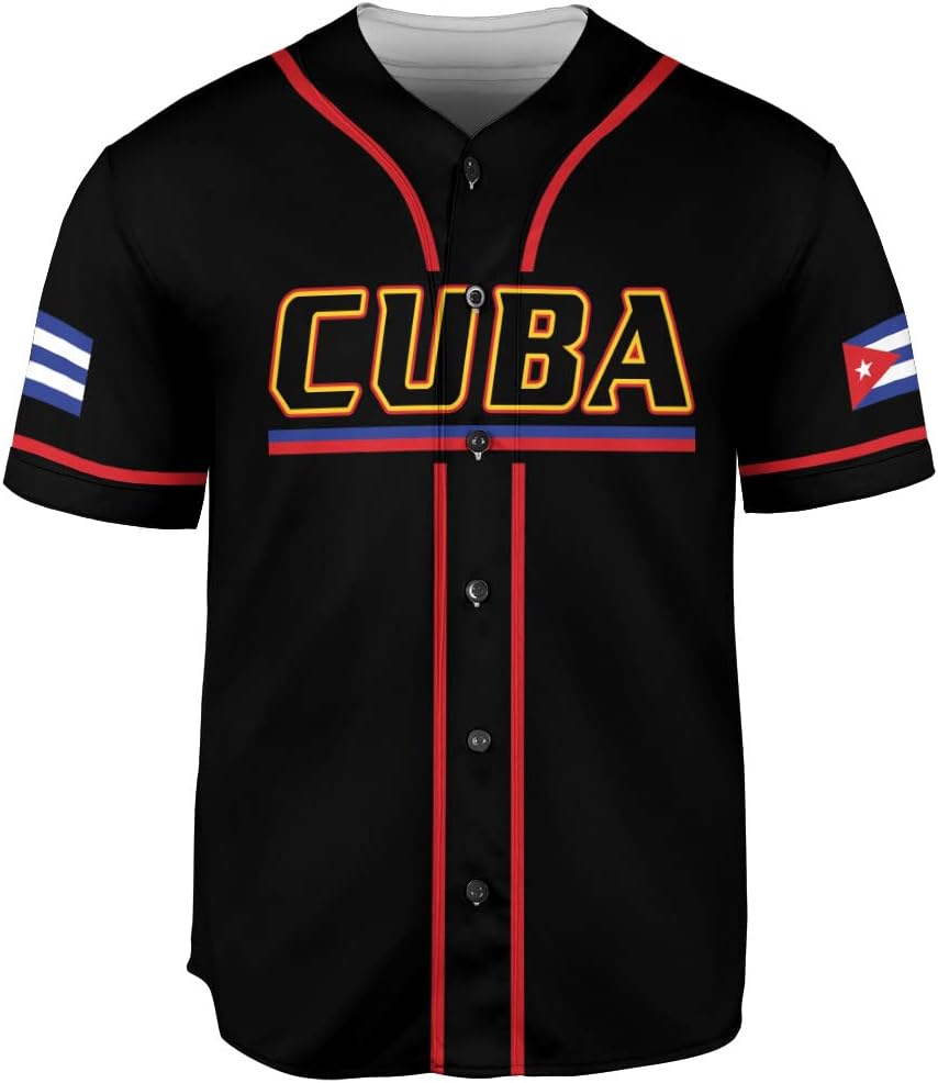 Podagree Personalized Cuba Baseball Shirt, Cuban Flag Jersey for Men and Women