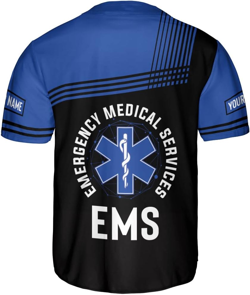 Leprints Personalized EMT EMS Baseball Jersey Shirt Customized EMS Shirts Paramedic Uniform Emergency Medical Technician