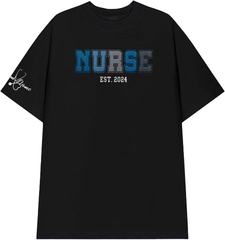 Custom Embroidered Nurse Sweatshirt Personalized Name Sleeve Gift for Women RN LPN CNA Cute Health Tee for School Medical