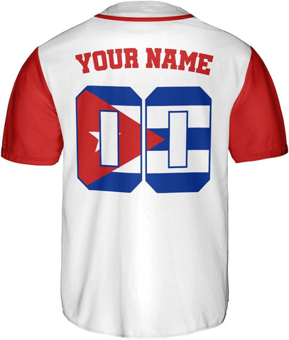 MAPrints Personalized Name Cuba Baseball Jersey Shirt, Republic of Cuba Flag Pride Jersey, Cuban Jersey Camisa for Men &Women