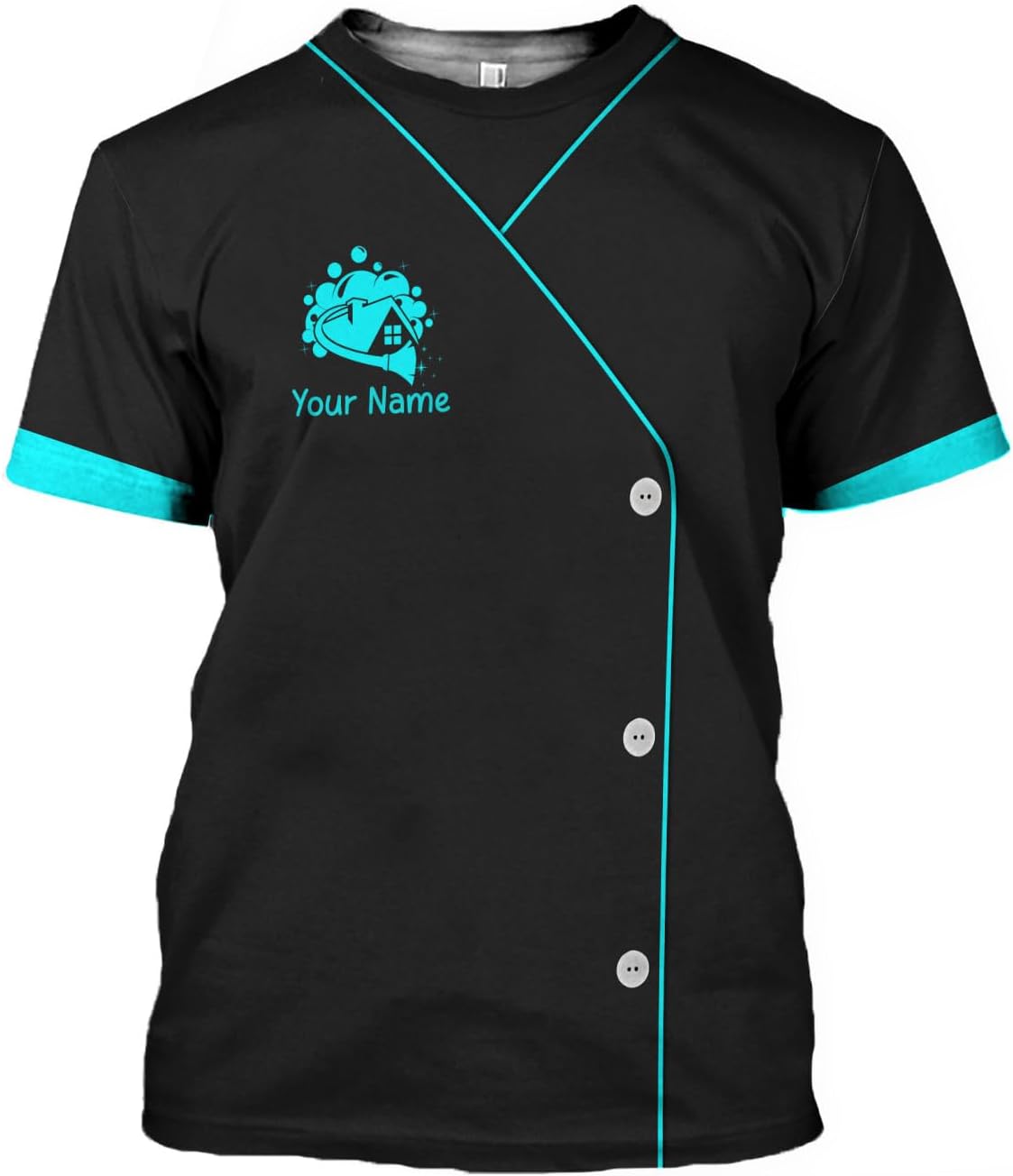 MoonArt Personalized Hoosekeeping Shirts 3D Over Print for Men & Women, Housekeeper House Cleaning Uniforms for Women