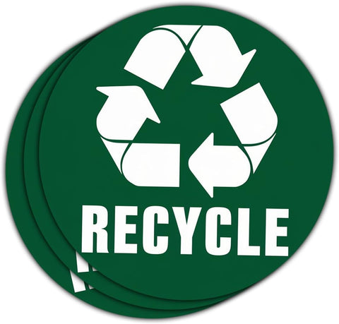(3Pcs) Recycle and Trash Decal Sticker, Recycle Bin Sticker Large, Trash Sticker for Trash Can, Recycle Decals for Trash Can - Stickers for Trash Cans, Containers and Garbage Bins 3" (Recycle)