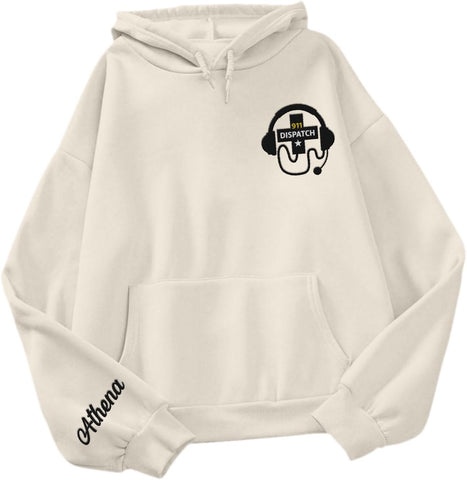 Leeprints Personalized Embroidered Dispatcher 911 Sweatshirt, Pulse Dispatch Embroider Hoodie, Thin Gold Line 911
