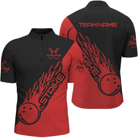 Custom Bowling Jerseys for Men Women Personalized Team Name Quarter Zip 3D Apparel Customized Bowling Jersey Shirts Unisex