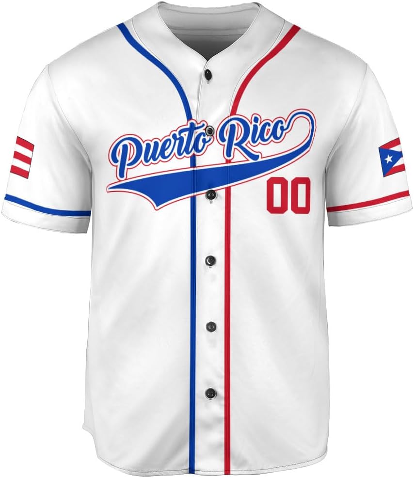 RoyalBro Personalized Puerto Rico Baseball Shirt - Custom Team Name, Puerto Rican Baseball Jersey for Men