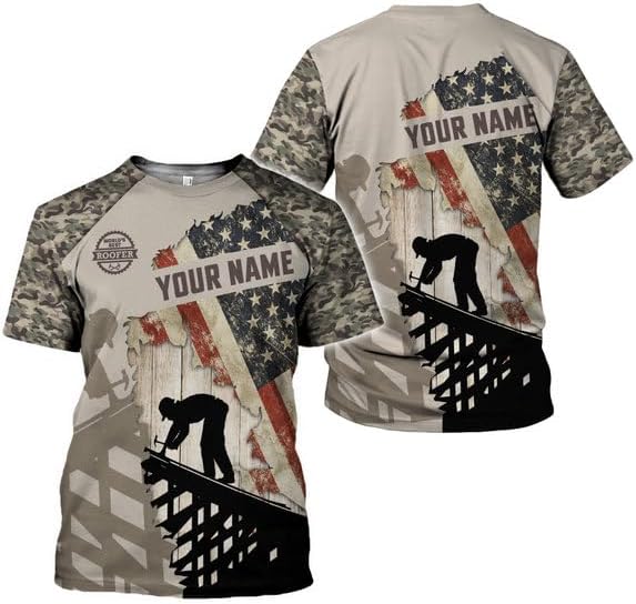 Personalized Roofer Tshirt, Roofing Shirt Men, Gift for Roofer 3D All Over Printed Tshirt, Gift for Father's Day and Birthday
