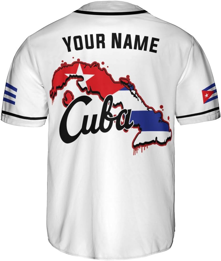 Podagree Personalized Cuba Baseball Shirt, Cuban Flag Jersey for Men and Women