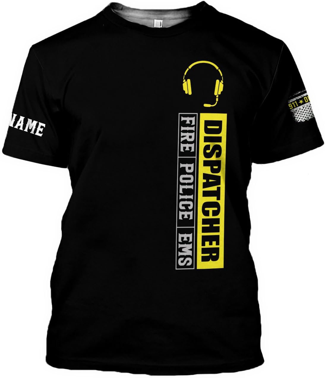 Personalized Name Dispatcher Thin Yellow Line US Flag Dispatcher T-Shirt, Custom Name Dispatcher T Shirts for Men and Women