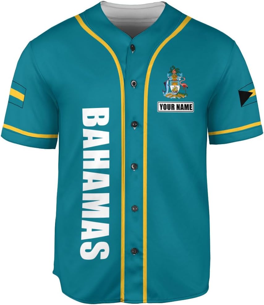 Personalized Bahamas Baseball Jersey Shirt Bahamas Pride Flag Bahamian Jersey Soccer for Men and Women