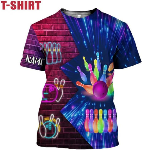 Personalized 3D All Over Print Bowling T Shirt, Men Bowling Shirts, Women Bowling Tshirt, Bowling Team Uniform, Bowling
