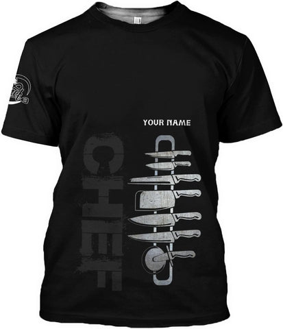 Personalized Chef Shirt Master Chef 3D Shirts Chef Gifts Custom Name Chefs Shirt for Men and Women, Tshirt Chef Utility Shirt