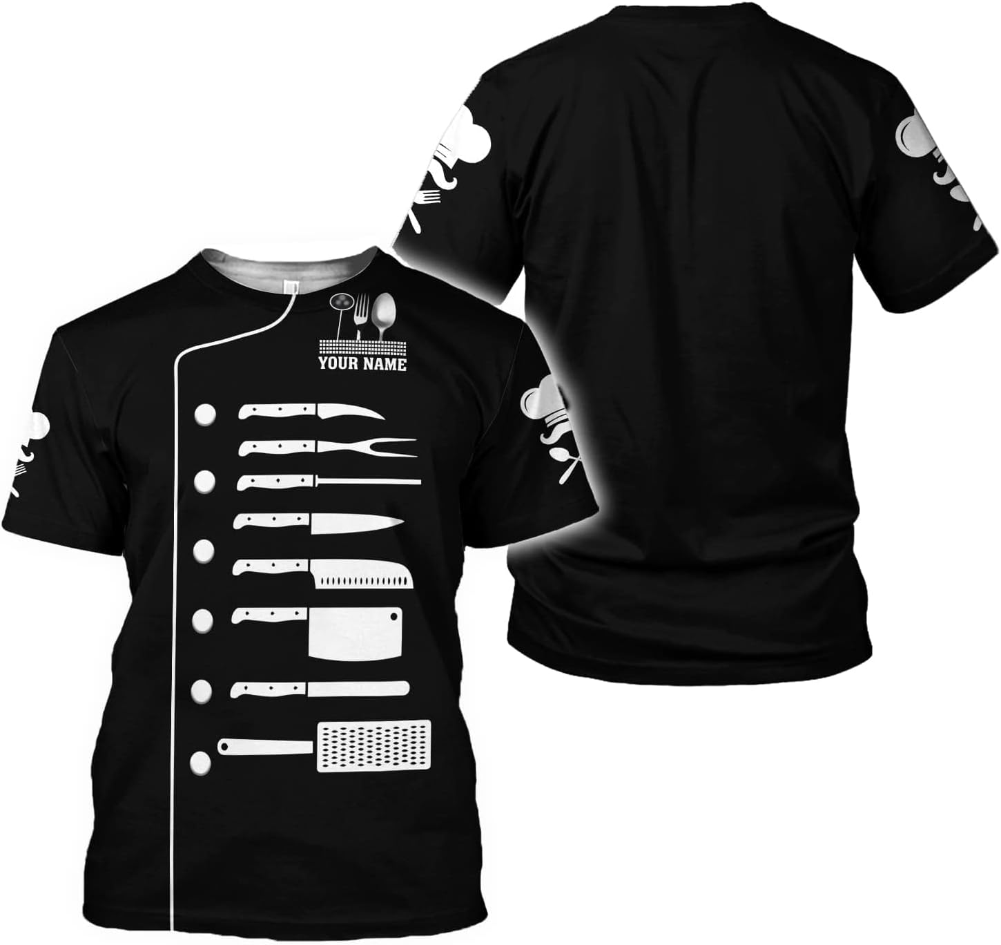 Personalized Chef Shirt Master Chef 3D Shirts Chef Gifts Custom Name Chefs Shirt for Men and Women, Tshirt Chef Utility Shirt