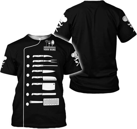 Personalized Chef Shirt Master Chef 3D Shirts Chef Gifts Custom Name Chefs Shirt for Men and Women, Tshirt Chef Utility Shirt