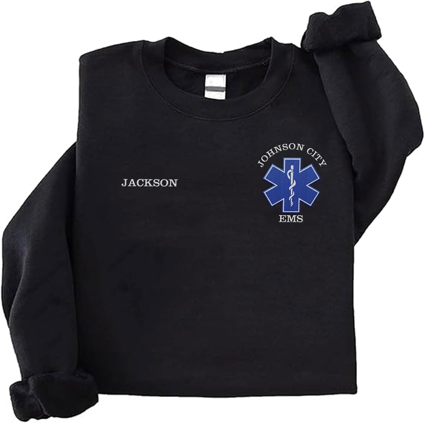 Intenprints Personalized EMS EMT Embroidered Sweatshirt, Custom EMS EMT Paramedic Uniform Emergency Medical Technician Shirts