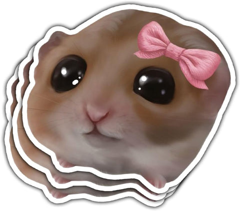 3PCS Sad Hamster Funny Big-Eyed Rodent Meme 3" Sticker, Cute Hamster Sticker, Sad Animal Decal for Car, Laptop, Water Bottle, Phone