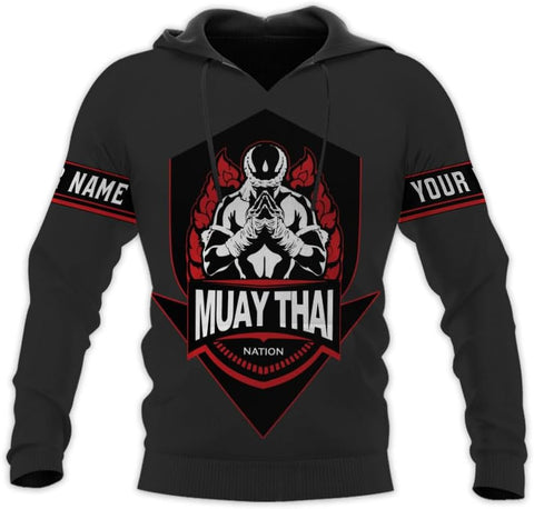 MAPrints Personalized Name Boxing Hoodies, Muay Thai Pride Sweatshirt