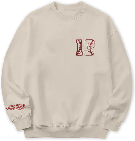 Intenprints Personalized Baseball Mom Embroidered Sweatshirt Customized Baseball Shirt Baseball Sweatshirts for Women and Men