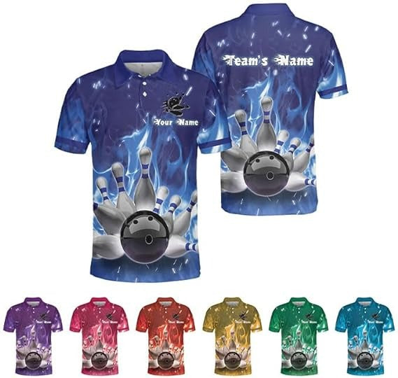 Mostprints Custom 3D Bowling Polo Shirts for Men and Women Personalized Team Name Gift Unisex Customized Bowling Short Sleeve Polo Shirt