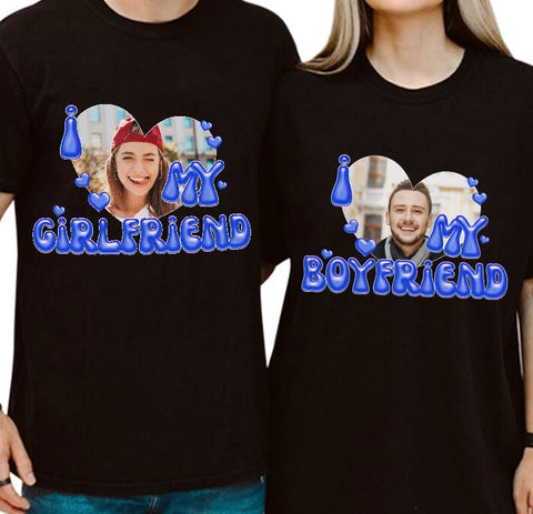 mostprints Personalized I Love My Girlfriend Boyfriend Shirt, I Love My Girlfriend Tee with Custom Photo, Couples Shirts