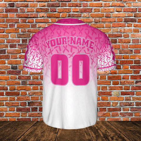 Customized Name Number Team Name Breast Cancer Baseball Jersey, Breast Cancer Survivor Pride unisex shirt for women men