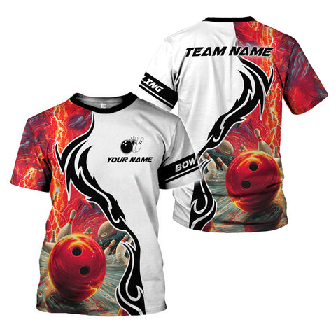 Custom Name Team Name Bowling 3D Shirt, Bowling Shirts for Men Women, Short Sleeve Shirts for Team Bowling