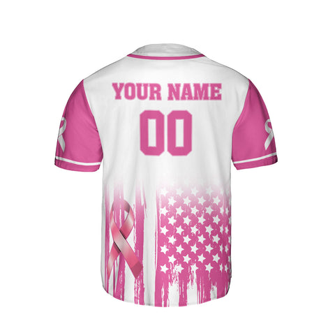 Personalized Name and Team Name Number America Breast Cancer Baseball Jersey, Breast Cancer Survivor Pride shirt