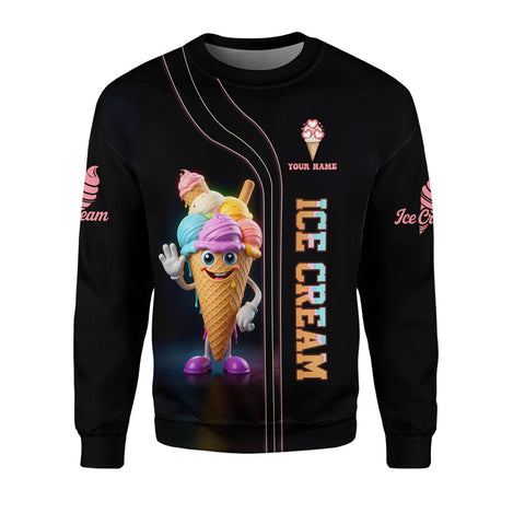 3D Pattern Printed Ice Cream T-Shirt Design, Short Sleeve Tee Women's Graphic Top Casual Wear, Unique Gift
