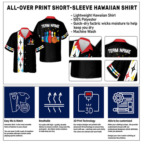 Homedesign Personalized Name Bowling Hawaii Shirts for Men and Women 3D, Bowling Hawaiian Shirts for Team Bowling, Bowling fan Gift