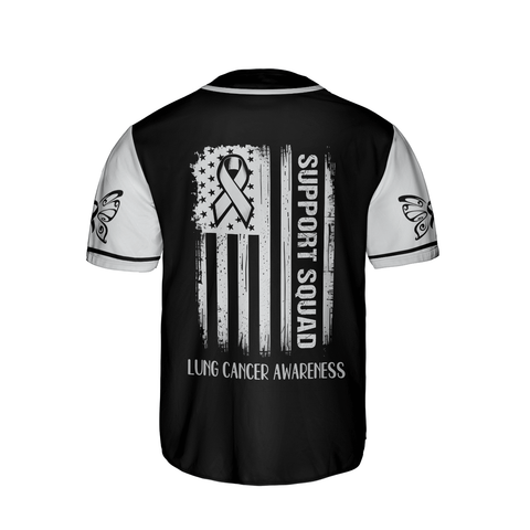 Personalized Name Lung Cancer Jersey, Support Squad Lung Cancer Awareness Baseball Jersey for women men