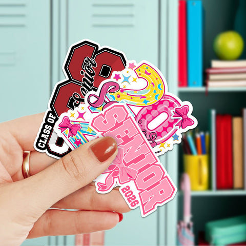 10PCS Senior 2026 Sticker 3IN, Cute Girly High School Sticker for Student 2026 Senior Stickers Graduation Class of 2026 Gift College Student Decoration for Laptop Bottle Tablet