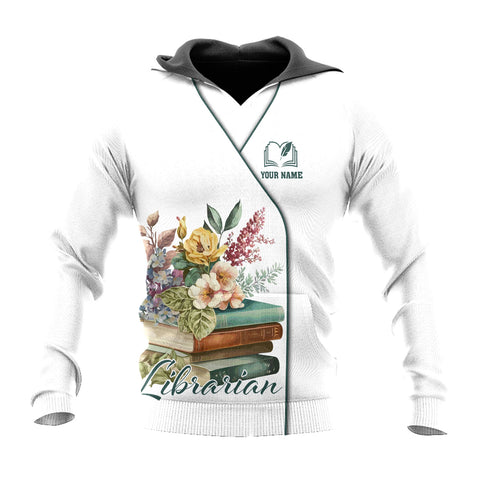 Custom Name Librarian 3D T Shirt for women, sweatshirt hoodie zip hoodie Librarian 3D shirt