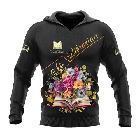 Custom Name Librarian 3D Shirt for women, sweatshirt hoodie zip hoodie Librarian 3D unisex shirt