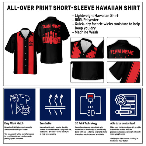 Custom Name Team Name Bowling Hawaiian Shirts for Men and Women, Bowling Hawaii Shirts for Team Bowling, Bowling fan Gift