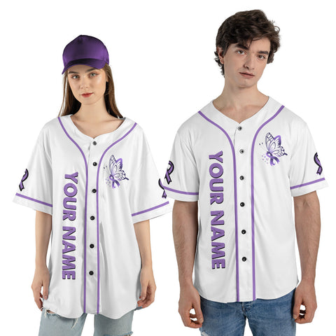 Custom Name Pancreatic Cancer Jersey, I wear purple for someone I love Pancreatic Cancer Support Jersey