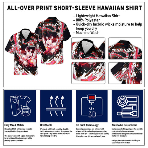Customize Name Team Name Bowling Hawaii 3D Shirts for Men and Women, Bowling Hawaiin Shirts for Bowling Team