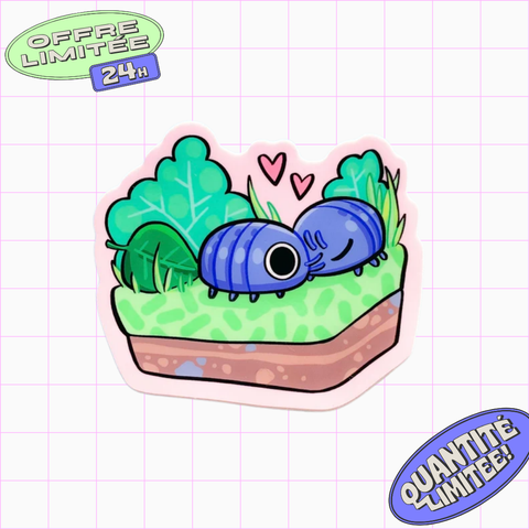 Isopod Love Sticker Cute Bug Nature Design for Laptop, Water Bottle