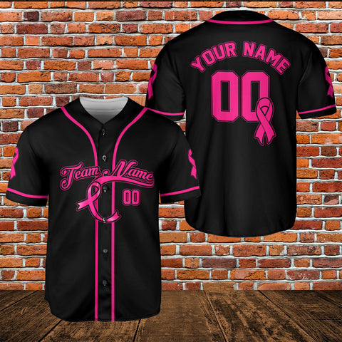 Customized Name Team Name Number Breast Cancer Baseball Jersey, Breast Cancer Survivor Pride unisex shirt for women men