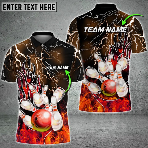 Mostprints Bowling Thunder And Fire Pro Multicolor Option Customized Name 3D Shirt