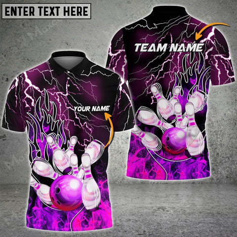 Mostprints Bowling Thunder And Fire Pro Multicolor Option Customized Name 3D Shirt