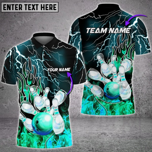 Mostprints Bowling Thunder And Fire Pro Multicolor Option Customized Name 3D Shirt