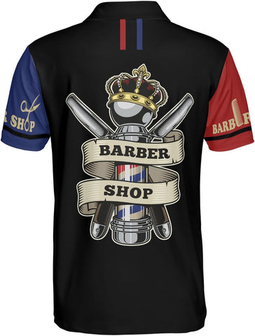 Woseprints Personalized Polo Shirts, Barber Shop Gifts for Men for Barbers