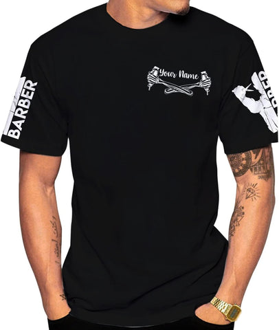 Personalized Barber Shop Shirt 3D Barber Shirts Hairdresser Haircutting Hairstylist Custom Salon Barber Tshirt Pole Scissors