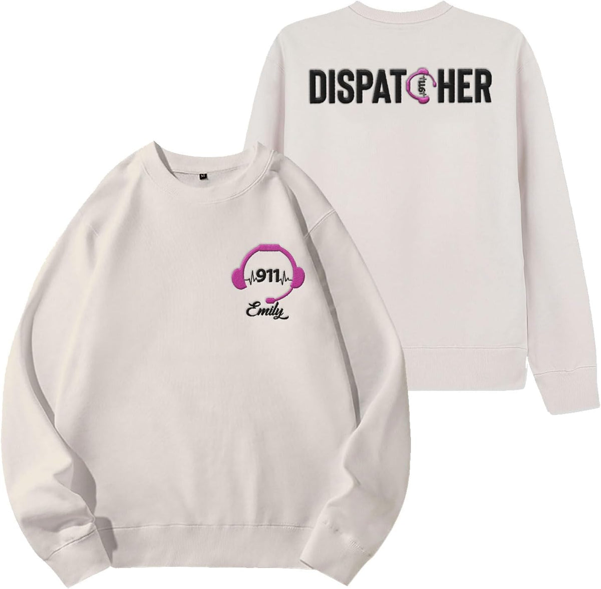 Leeprints Personalized Embroidered Dispatcher 911 Sweatshirt, Pulse Dispatch Embroider Hoodie, Thin Gold Line 911