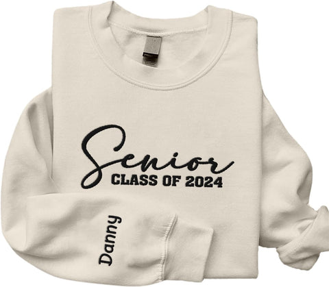 AOVL Personalized 2024 Embroidered Sweatshirt - Graduation Class Of 2024 Senior Class Embroidered Sweatshirt